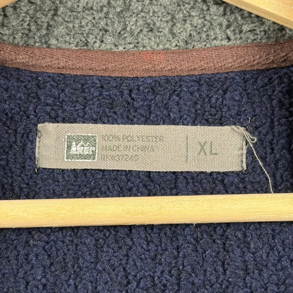 REI Fleece Pullover Mens XL Navy Blue Ribbed Quarter Zip Fall 2013